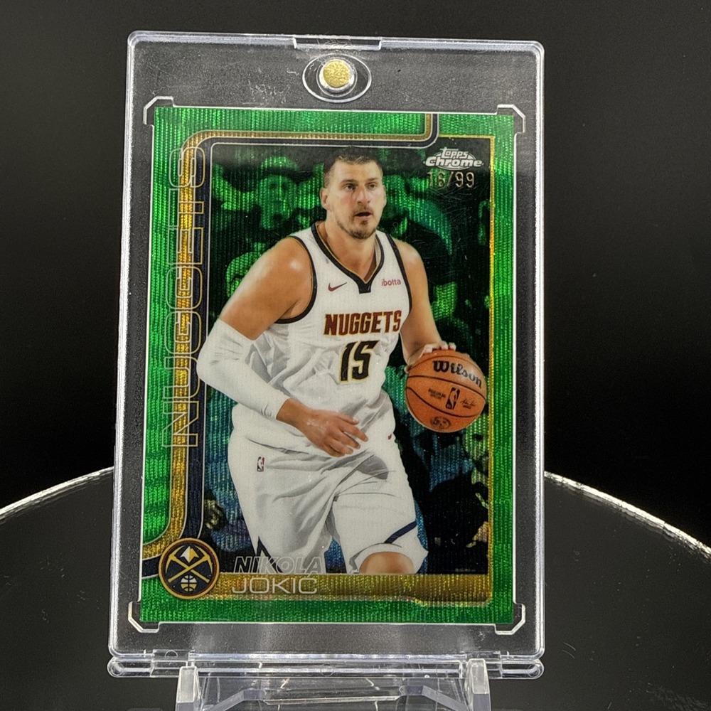 Nikola Jokic 2025-26 Topps Chrome Green Wave Refractor #25 /99 Nuggets